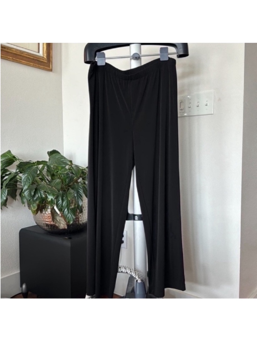 Chico’s Black Pull On Pants Sz XL/3 Lounge Wide Leg No Iron Stretch